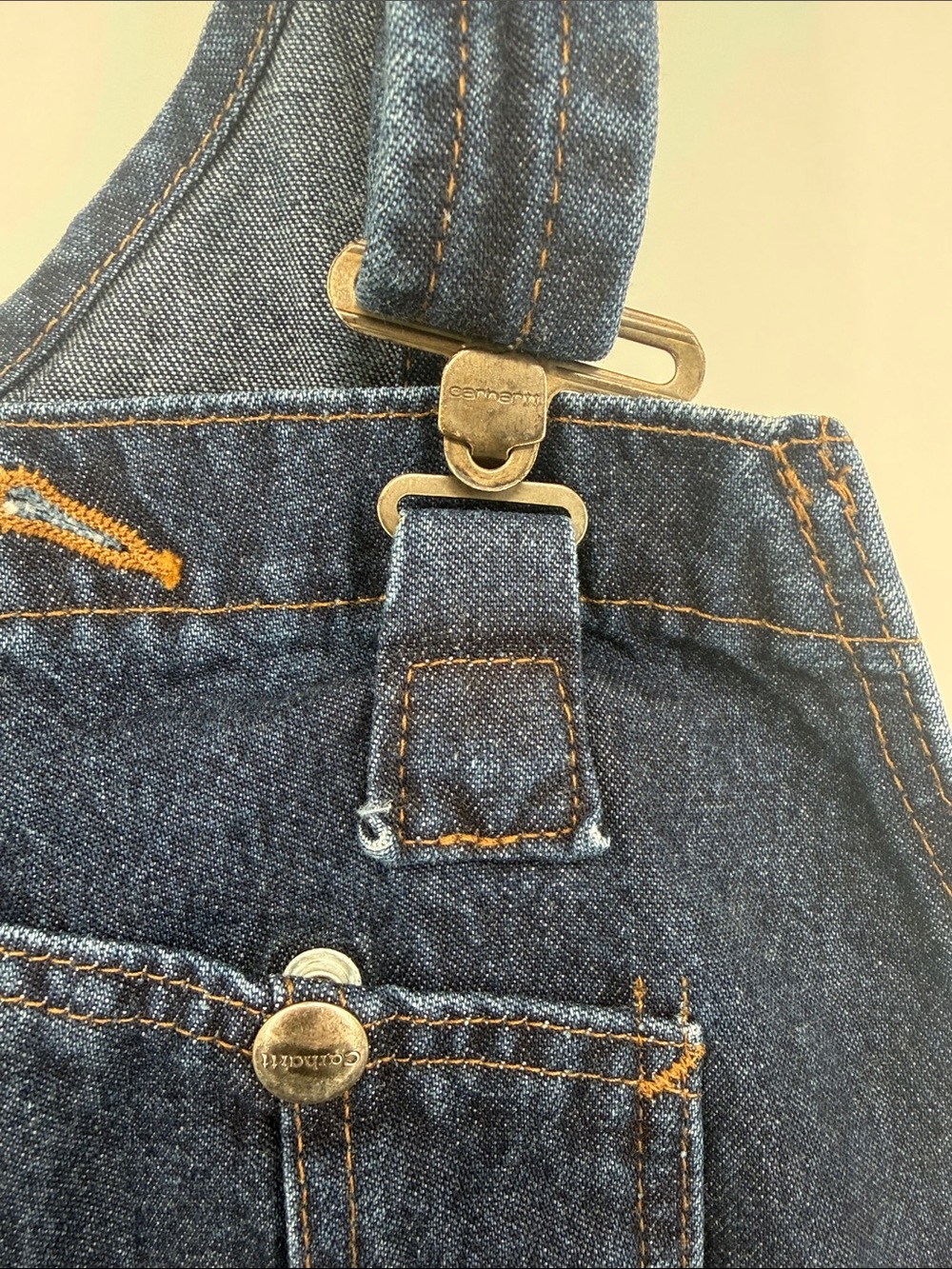 Vintage Carhartt Baggy Denim Overalls Y2K Utility Carpenter 14x28 Best 8/10 - Picture 3 of 11